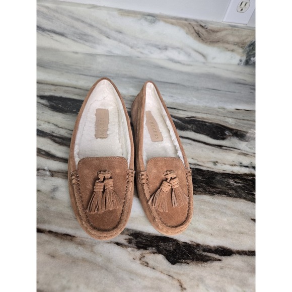 Jack Rogers Melnick Tassel Suede Moccasin Loafers Sherpa Lining Size 8.5B Narrow - Picture 2 of 14